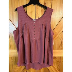 Ava James mauve waffle knit sleeveless plus size blouse size 2X spring nwt (0427
